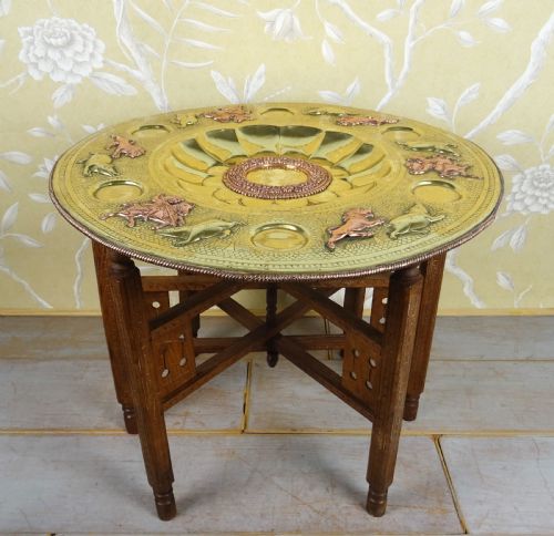 PERSIAN FOLDABLE TABLE WITH COMPLETE BRASS TEA SERVICE - ADDITIONAL PHOTO 7