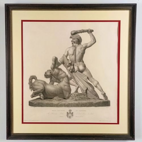 LARGE C19TH ITALIAN ENGRAVING OF A CENTAUR - ADDITIONAL PHOTO 1