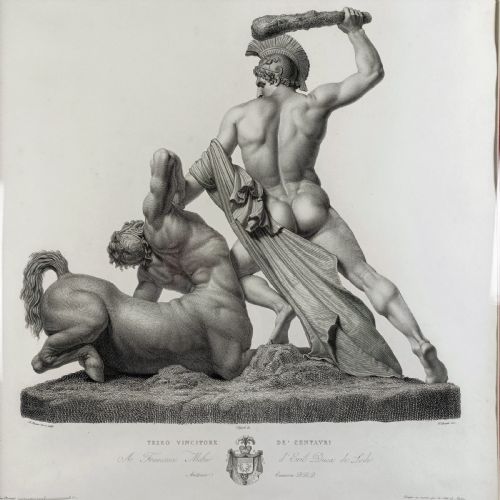 LARGE C19TH ITALIAN ENGRAVING OF A CENTAUR - ADDITIONAL PHOTO 2