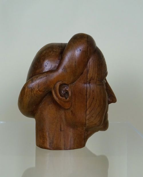 EARLY 1900'S CARVED FOLK ART STYLE MILLINER'S HEAD - ADDITIONAL PHOTO 2