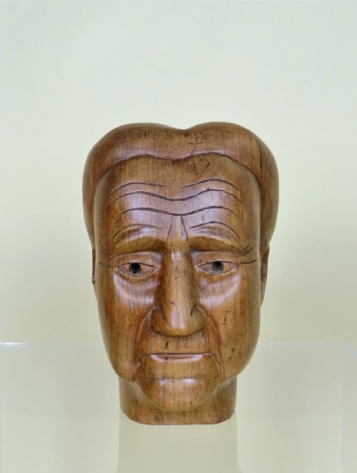 EARLY 1900'S CARVED FOLK ART STYLE MILLINER'S HEAD - ADDITIONAL PHOTO 4
