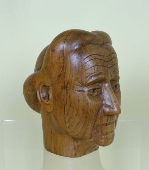 EARLY 1900'S CARVED FOLK ART STYLE MILLINER'S HEAD - ADDITIONAL PHOTO 5