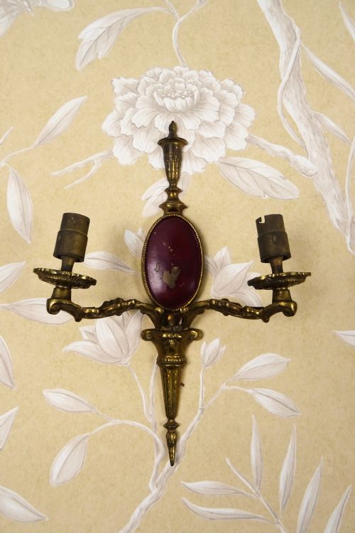 REGENCY STYLE 1920S SET OF 3 WALL SCONCES - ADDITIONAL PHOTO 2