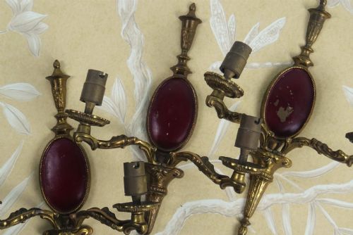 REGENCY STYLE 1920S SET OF 3 WALL SCONCES - ADDITIONAL PHOTO 3