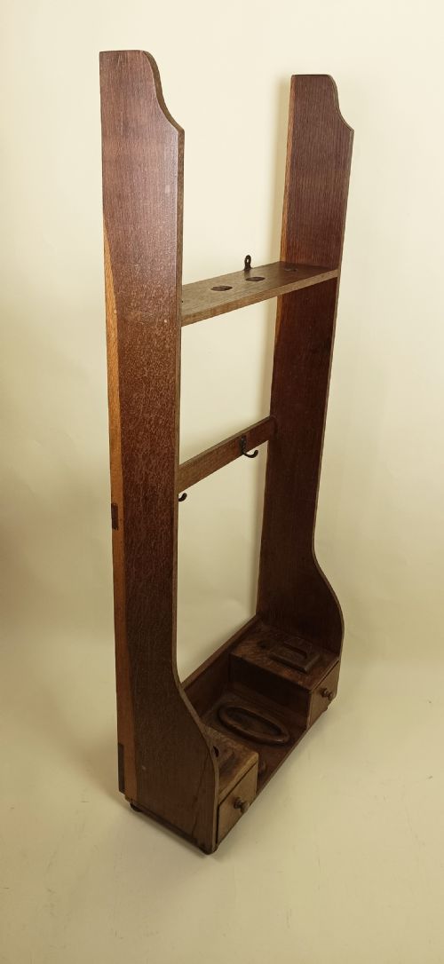 ANTIQUE EARLY 20TH CENTURY OAK VERTICAL GUN RACK - ADDITIONAL PHOTO 3