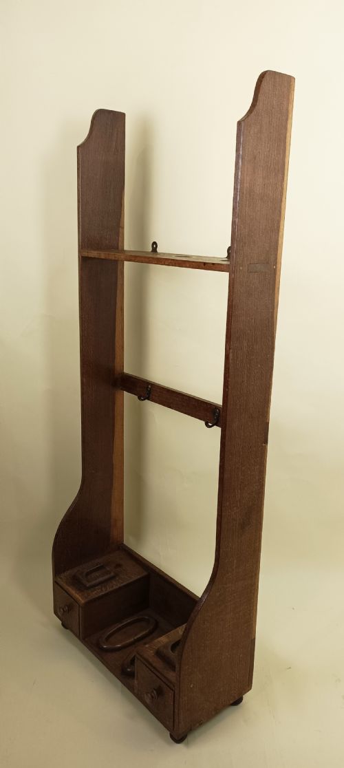 ANTIQUE EARLY 20TH CENTURY OAK VERTICAL GUN RACK - ADDITIONAL PHOTO 4