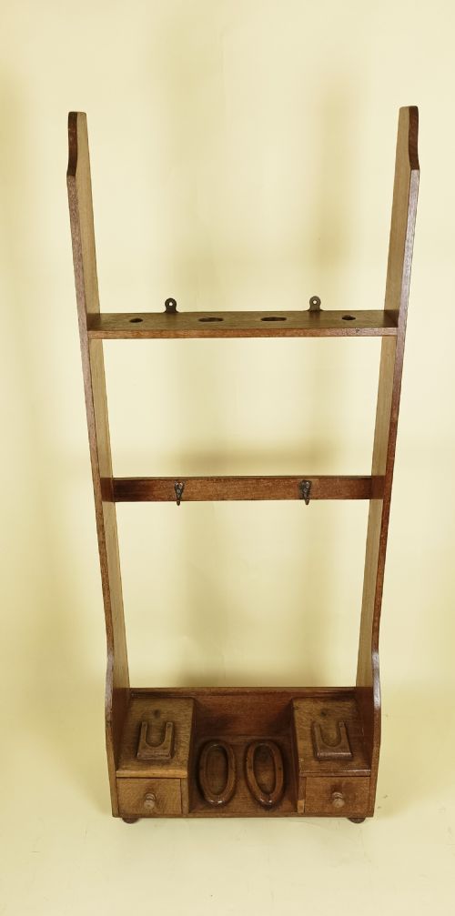 ANTIQUE EARLY 20TH CENTURY OAK VERTICAL GUN RACK - ADDITIONAL PHOTO 6