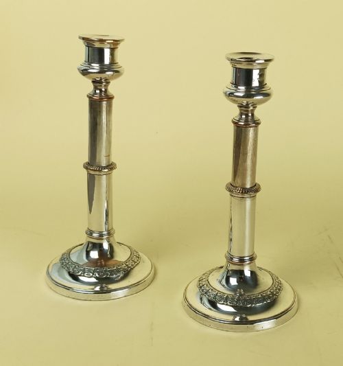 PAIR OF SILVER PLATED TELESCOPIC CANDLESTICKS - ADDITIONAL PHOTO 1