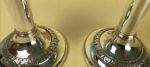 PAIR OF SILVER PLATED TELESCOPIC CANDLESTICKS - ADDITIONAL PHOTO 2