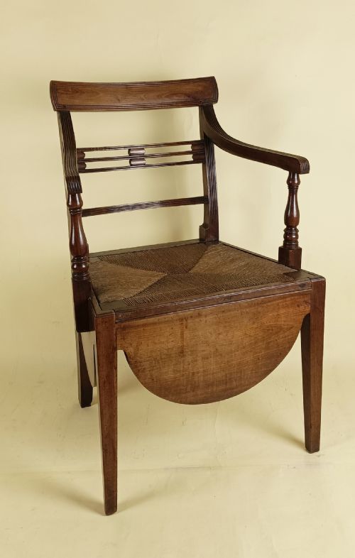 REGENCY MAHOGANY COMMODE ELBOW OPEN ARMCHAIR - ADDITIONAL PHOTO 3