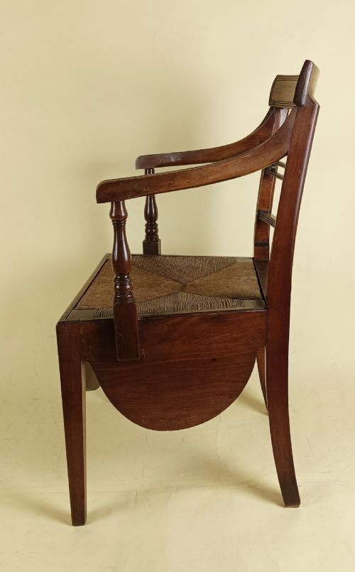 REGENCY MAHOGANY COMMODE ELBOW OPEN ARMCHAIR - ADDITIONAL PHOTO 1
