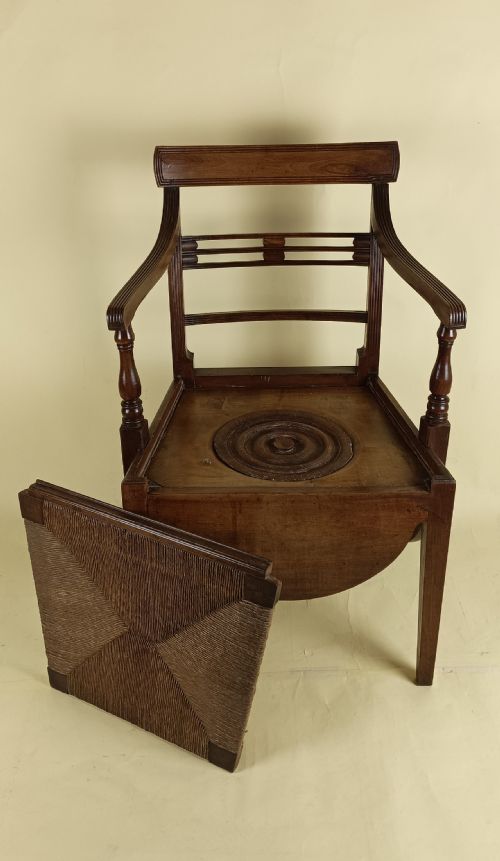 REGENCY MAHOGANY COMMODE ELBOW OPEN ARMCHAIR - ADDITIONAL PHOTO 4