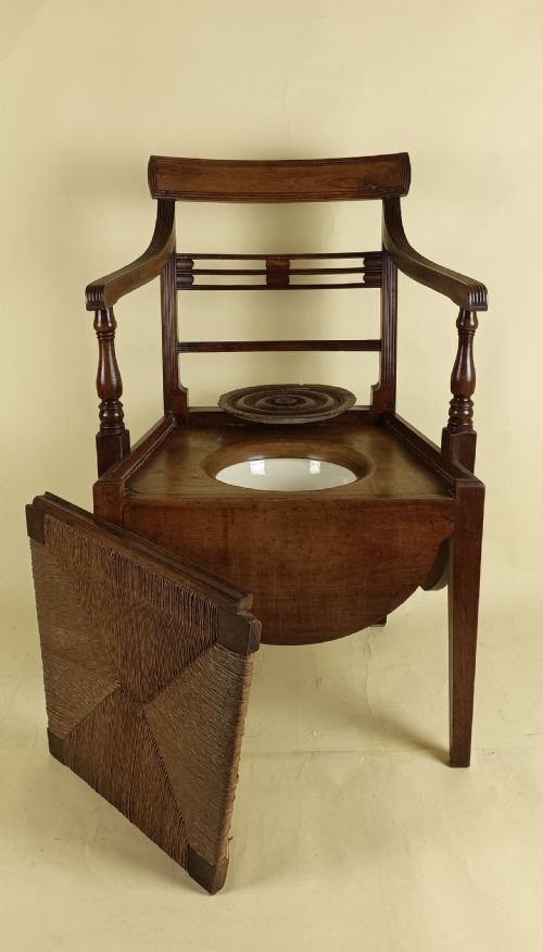 REGENCY MAHOGANY COMMODE ELBOW OPEN ARMCHAIR - ADDITIONAL PHOTO 5