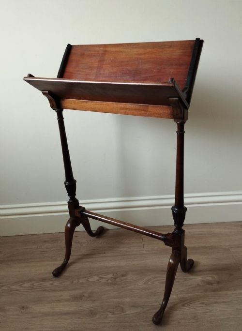 ANTIQUE MAHOGANY BOOK TROUGH ON LEGS - ADDITIONAL PHOTO 1