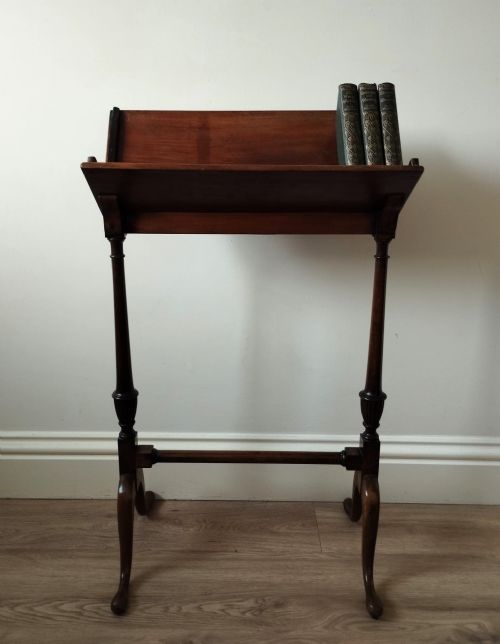 ANTIQUE MAHOGANY BOOK TROUGH ON LEGS - ADDITIONAL PHOTO 6