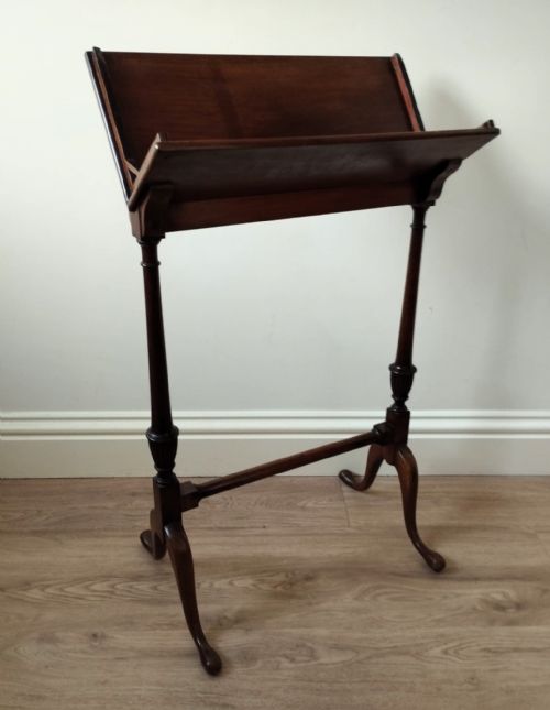 ANTIQUE MAHOGANY BOOK TROUGH ON LEGS - ADDITIONAL PHOTO 2