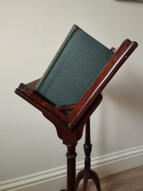 ANTIQUE MAHOGANY BOOK TROUGH ON LEGS - ADDITIONAL PHOTO 7