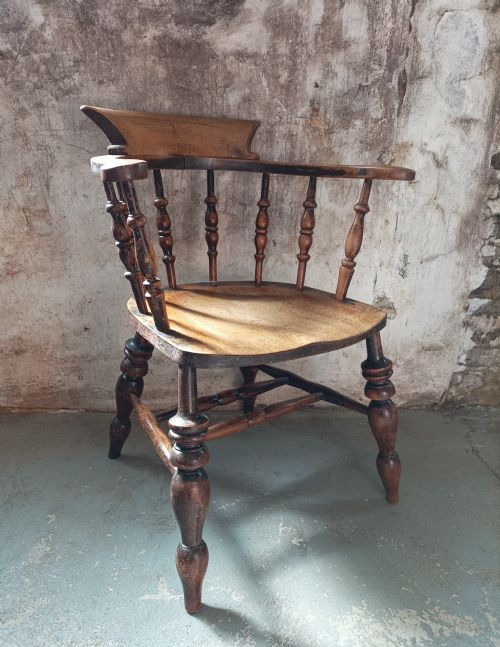 antique smokers bow desk chair - CATEGORY: ANTIQUE CHAIRS - DATED 1870