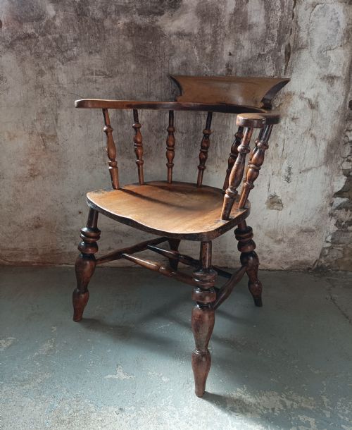 ANTIQUE SMOKERS BOW DESK CHAIR - ADDITIONAL PHOTO 2