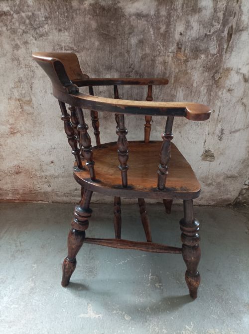 ANTIQUE SMOKERS BOW DESK CHAIR - ADDITIONAL PHOTO 6