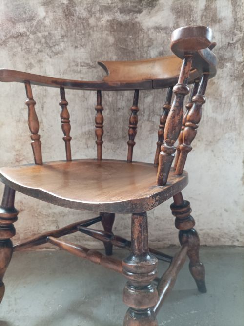 ANTIQUE SMOKERS BOW DESK CHAIR - ADDITIONAL PHOTO 8