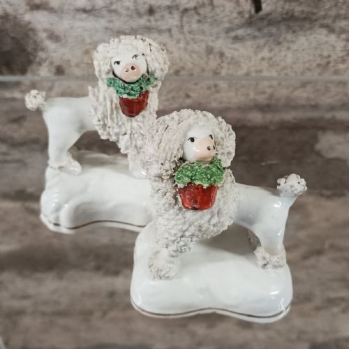 PAIR OF VICTORIAN STAFFORDSHIRE MINIATURE POODLES - ADDITIONAL PHOTO 1