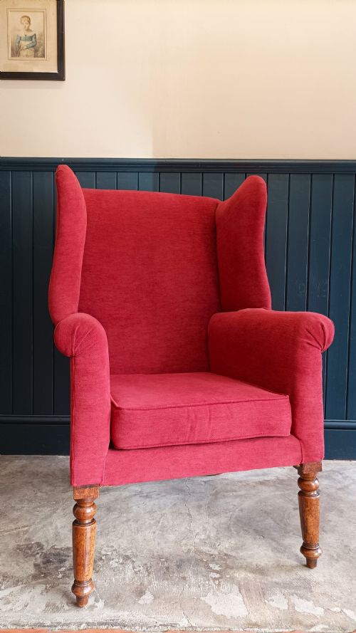 ANTIQUE GEORGIAN STYLE WING BACK ARMCHAIR - ADDITIONAL PHOTO 7
