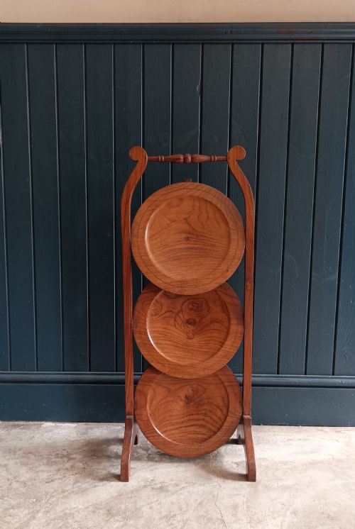 ANTIQUE ROSEWOOD THREE TIER CAKE STAND - ADDITIONAL PHOTO 1