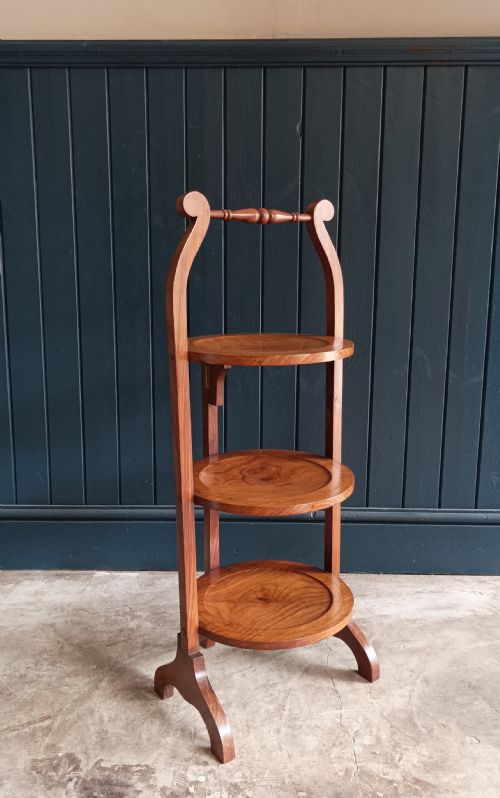 ANTIQUE ROSEWOOD THREE TIER CAKE STAND - ADDITIONAL PHOTO 2