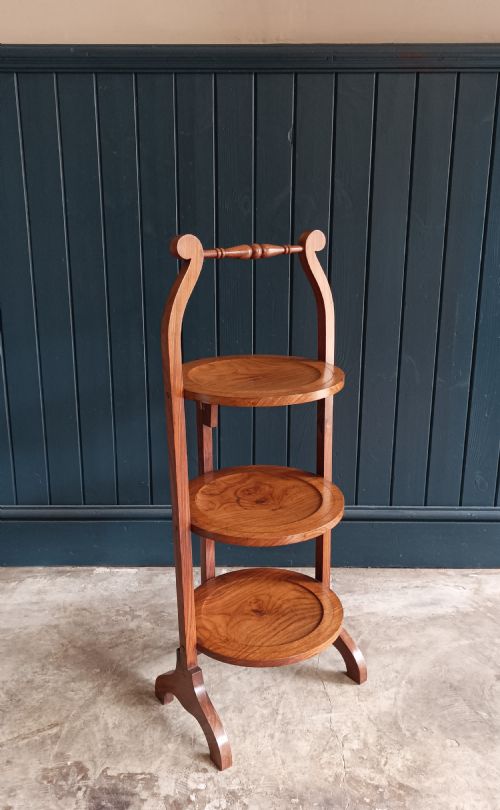 ANTIQUE ROSEWOOD THREE TIER CAKE STAND - ADDITIONAL PHOTO 3