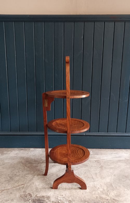 ANTIQUE ROSEWOOD THREE TIER CAKE STAND - ADDITIONAL PHOTO 4