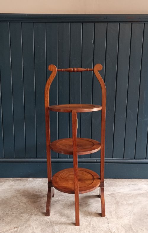 ANTIQUE ROSEWOOD THREE TIER CAKE STAND - ADDITIONAL PHOTO 5