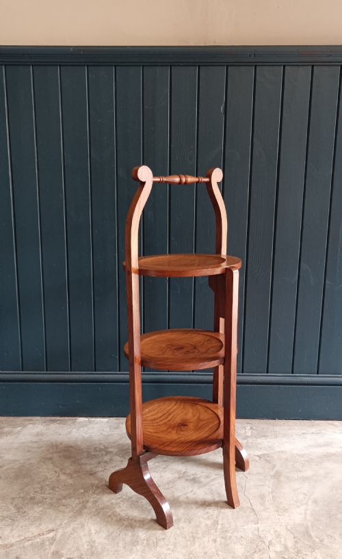 ANTIQUE ROSEWOOD THREE TIER CAKE STAND - ADDITIONAL PHOTO 6
