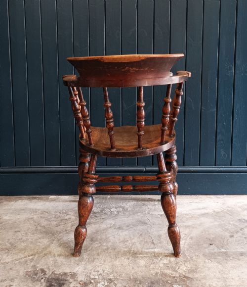 ANTIQUE ENGLISH SMOKERS CAPTAIN'S BOW CHAIR - ADDITIONAL PHOTO 2