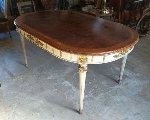 FRENCH EXTENDING WALNUT PAINTED DINING CENTRE TABLE - ADDITIONAL PHOTO 3