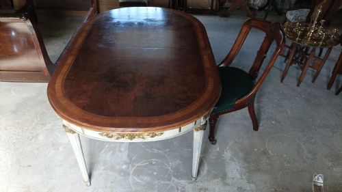 FRENCH EXTENDING WALNUT PAINTED DINING CENTRE TABLE - ADDITIONAL PHOTO 8