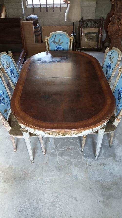 FRENCH EXTENDING WALNUT PAINTED DINING CENTRE TABLE - ADDITIONAL PHOTO 12