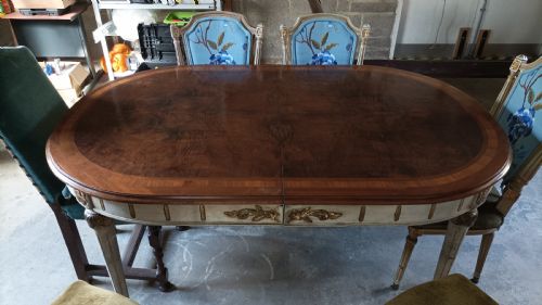 FRENCH EXTENDING WALNUT PAINTED DINING CENTRE TABLE - ADDITIONAL PHOTO 15