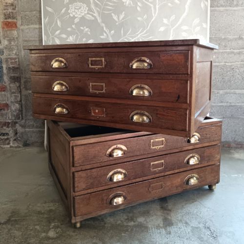 antique collector or architect plan chest 1920 - CATEGORY: ANTIQUE CHEST OF DRAWERS - DATED 1920