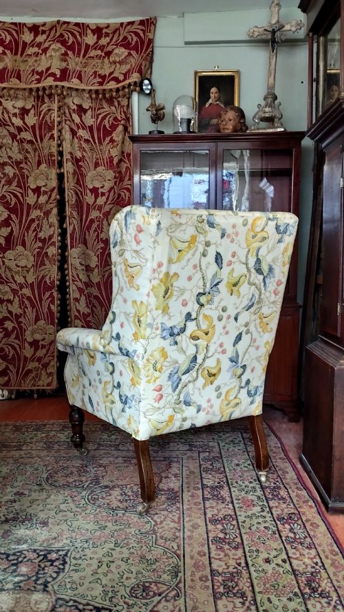 ANTIQUE WINGBACK ARMCHAIR WING BACK BERGRE - ADDITIONAL PHOTO 6