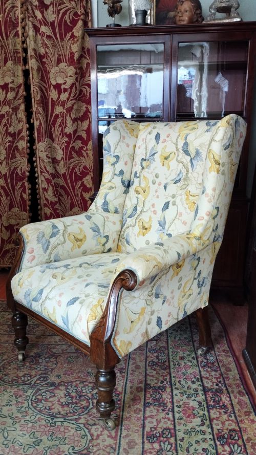 ANTIQUE WINGBACK ARMCHAIR WING BACK BERGRE - ADDITIONAL PHOTO 1