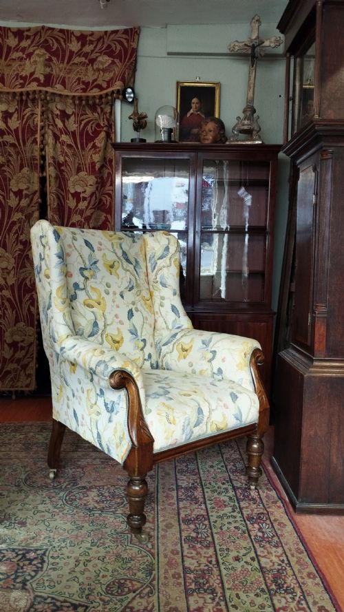 ANTIQUE WINGBACK ARMCHAIR WING BACK BERGRE - ADDITIONAL PHOTO 2