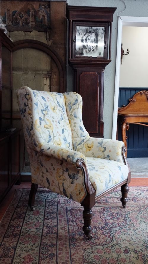 ANTIQUE WINGBACK ARMCHAIR WING BACK BERGRE - ADDITIONAL PHOTO 8