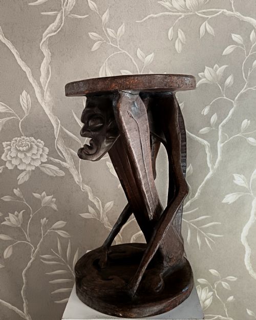 ANTIQUE AFRICAN TRIBAL CARVED TABLE - ADDITIONAL PHOTO 2