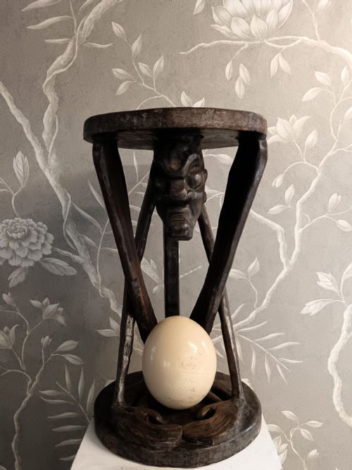 ANTIQUE AFRICAN TRIBAL CARVED TABLE - ADDITIONAL PHOTO 3