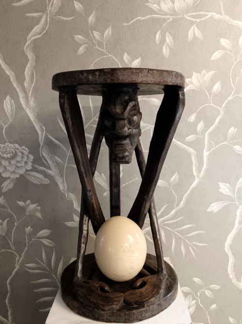 ANTIQUE AFRICAN TRIBAL CARVED TABLE - ADDITIONAL PHOTO 4