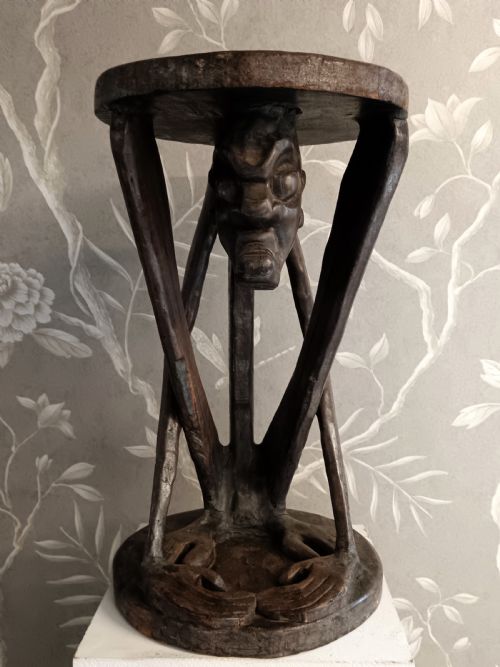 ANTIQUE AFRICAN TRIBAL CARVED TABLE - ADDITIONAL PHOTO 6