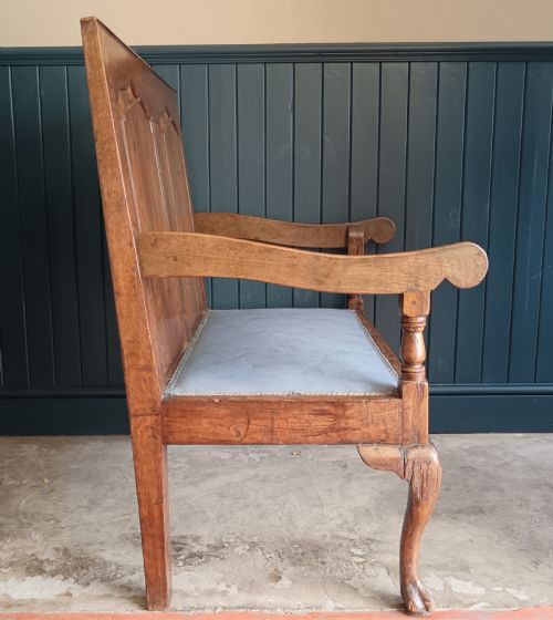 SMALL GEORGIAN TWO SEATER OAK SETTLE BENCH - ADDITIONAL PHOTO 7