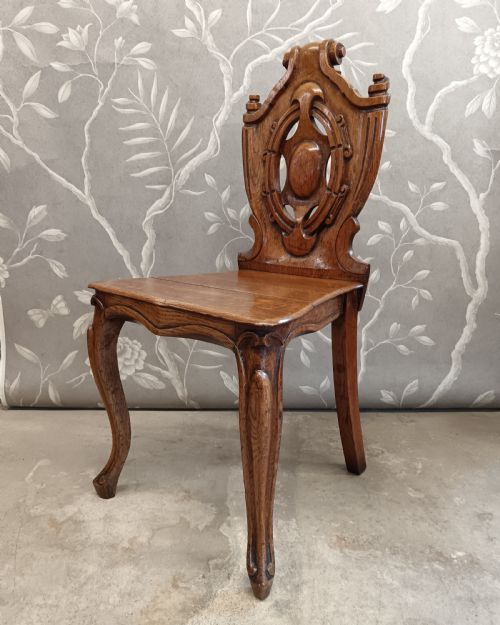 VICTORIAN OAK HALL CHAIR - ADDITIONAL PHOTO 6