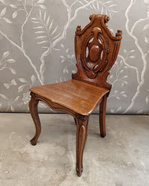 VICTORIAN OAK HALL CHAIR - ADDITIONAL PHOTO 7